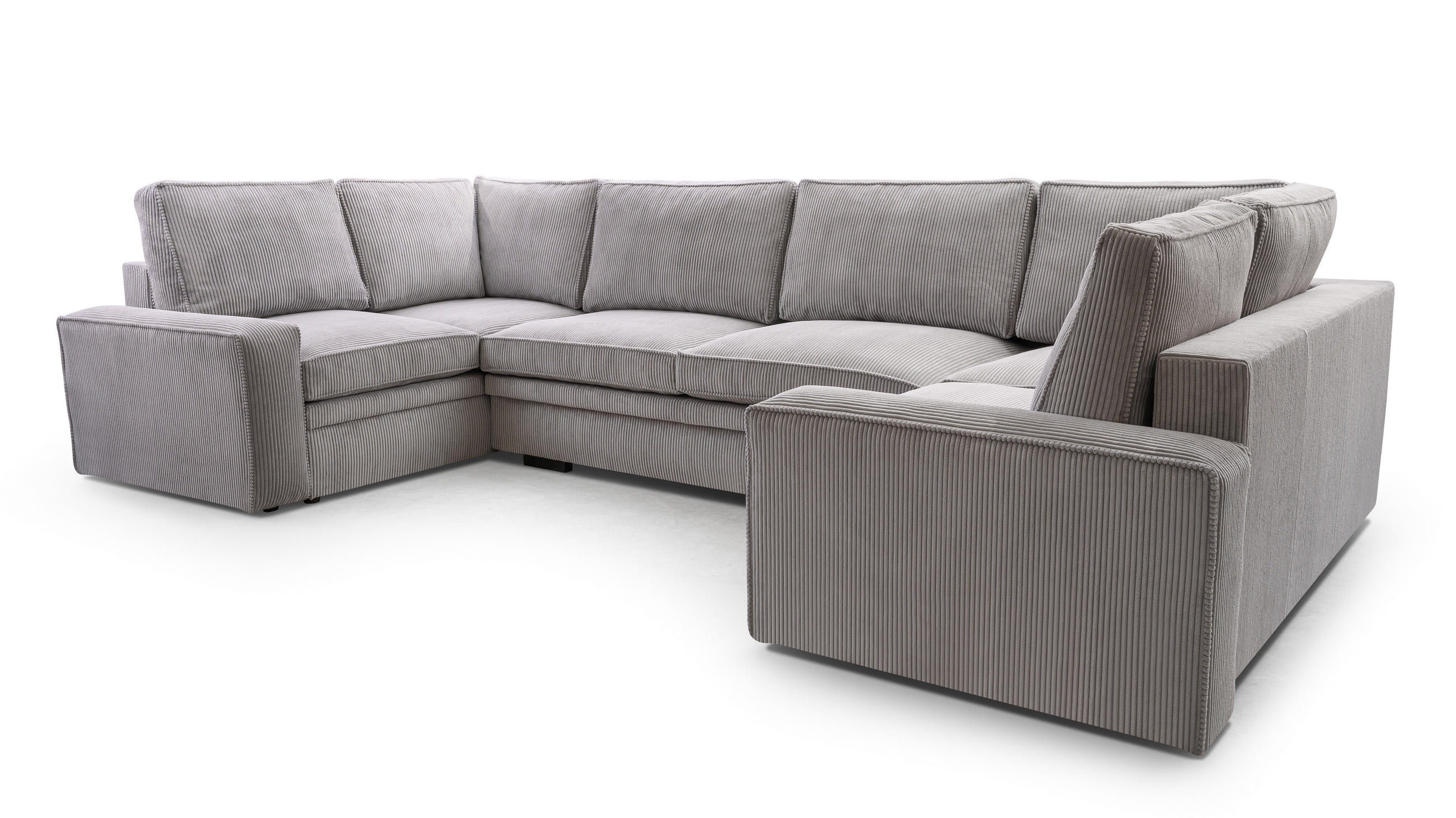 WOHNLANDSCHAFT Treville U Grau 378/196/93 cm – mit Bettkasten und Schlaffunktion - Schwarz/Grau, Kunststoff/Textil (378/93/196cm) - AX Living