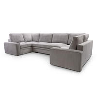 WOHNLANDSCHAFT Treville U Grau 378/196/93 cm – mit Bettkasten und Schlaffunktion - Schwarz/Grau, Kunststoff/Textil (378/93/196cm) - AX Living