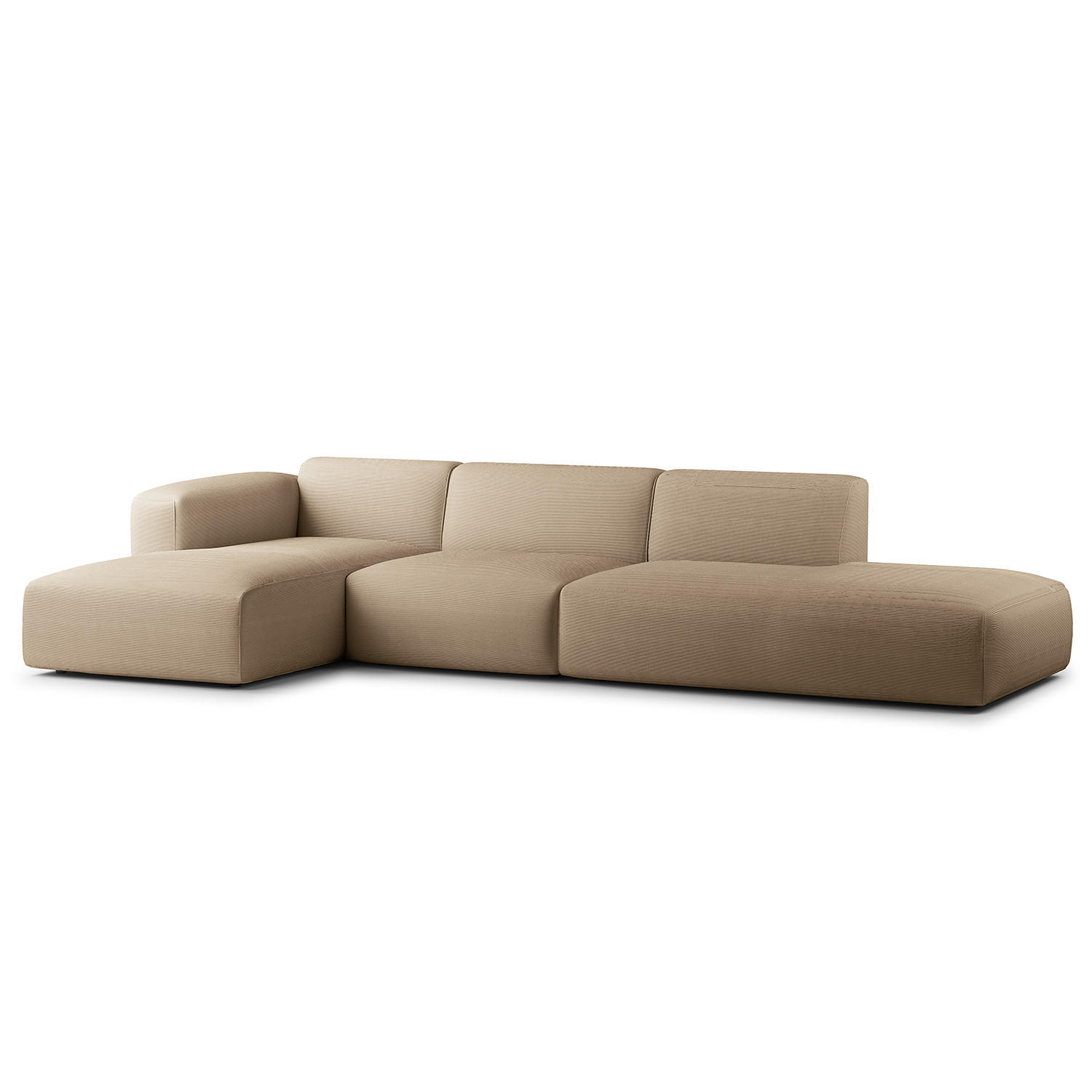 ECKSOFA mit Chaiselongue - Taupe/Schwarz, Kunststoff/Textil (290/173cm) - home24