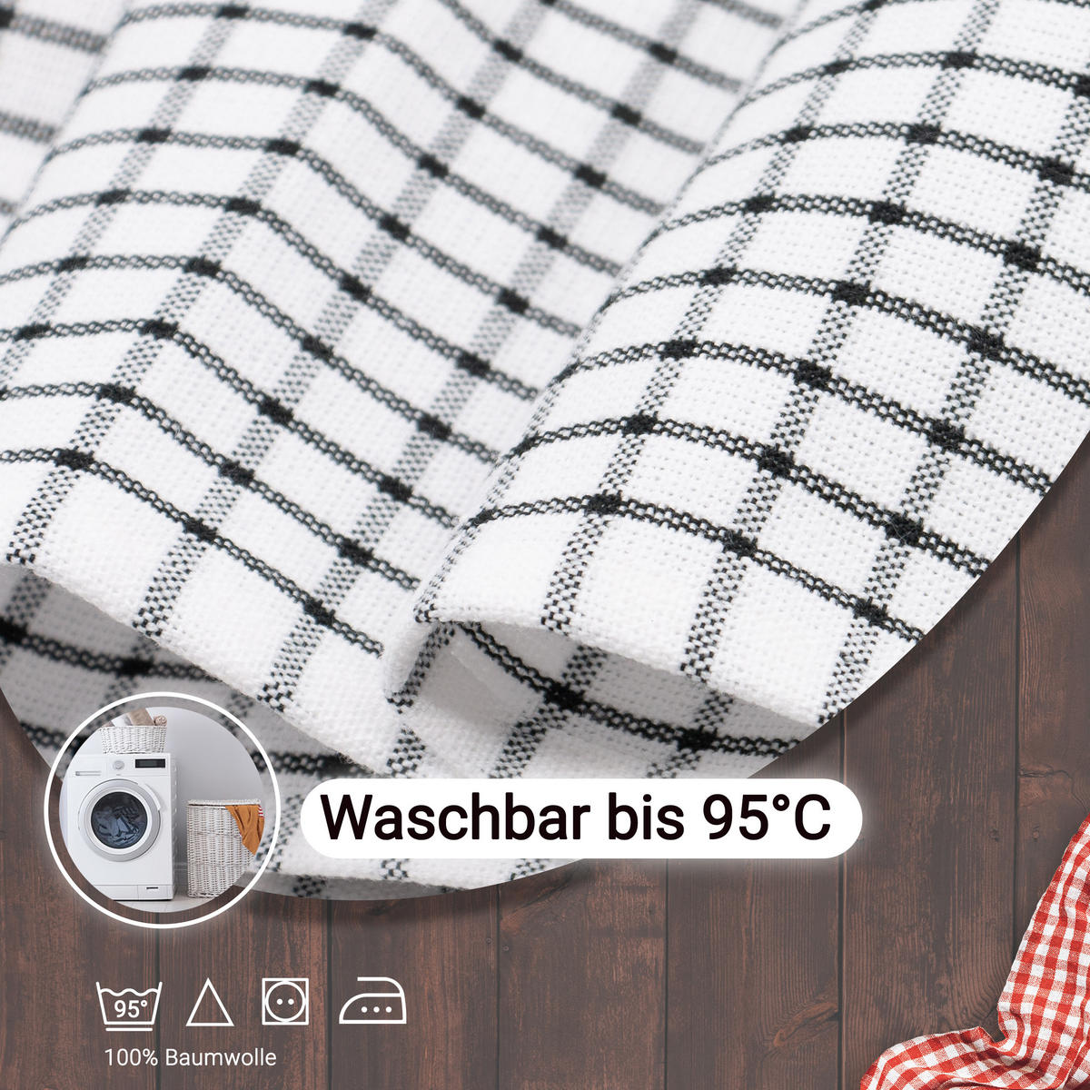 SCHÜRZE , 84x65 cm, 100% Baumwolle, schwarz-weiß-gemustert - Multicolor, Textil (65/84cm) - Zollner