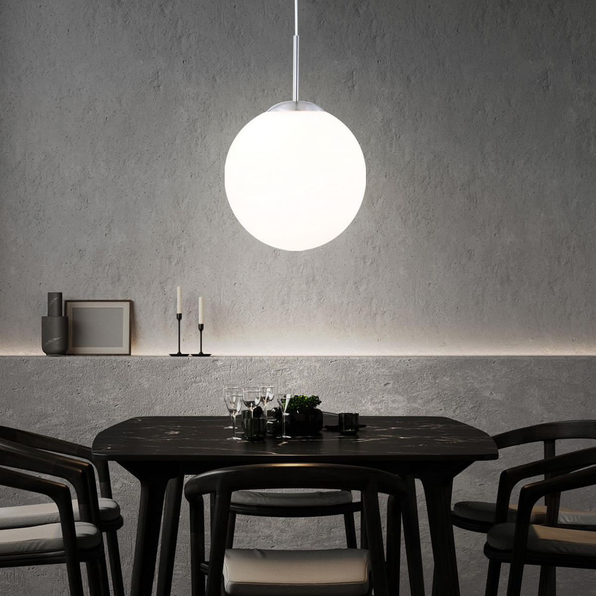 HÄNGELEUCHTE Metall Glas Weiß Opal - Weiß, Glas (30/30/180cm) - Globo Lighting