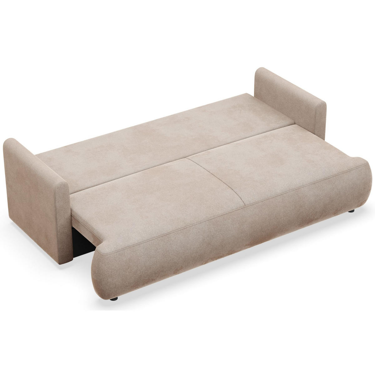 3-SITZER SOFA Ovo Mini Beige Velours Easy-Clean - Beige/Schwarz, Kunststoff/Textil (226/90/97cm) - Selsey