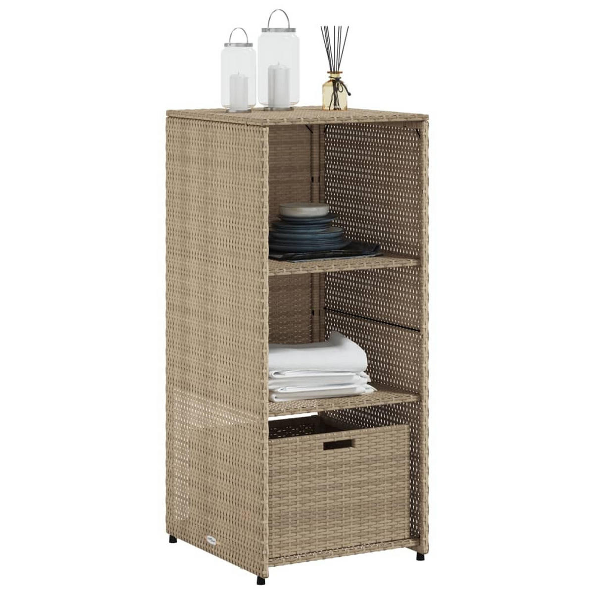 GARTENSCHRANK Beige 50x55x115 cm Poly Rattan - Beige, Kunststoff (50/115/55cm) - furnicato