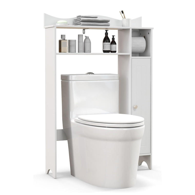 TOILETTENSCHRANK aus Holz weiß - Weiß, Holzwerkstoff (75.5/110/20cm) - COSTWAY