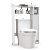 TOILETTENSCHRANK aus Holz weiß - Weiß, Holzwerkstoff (75.5/110/20cm) - COSTWAY