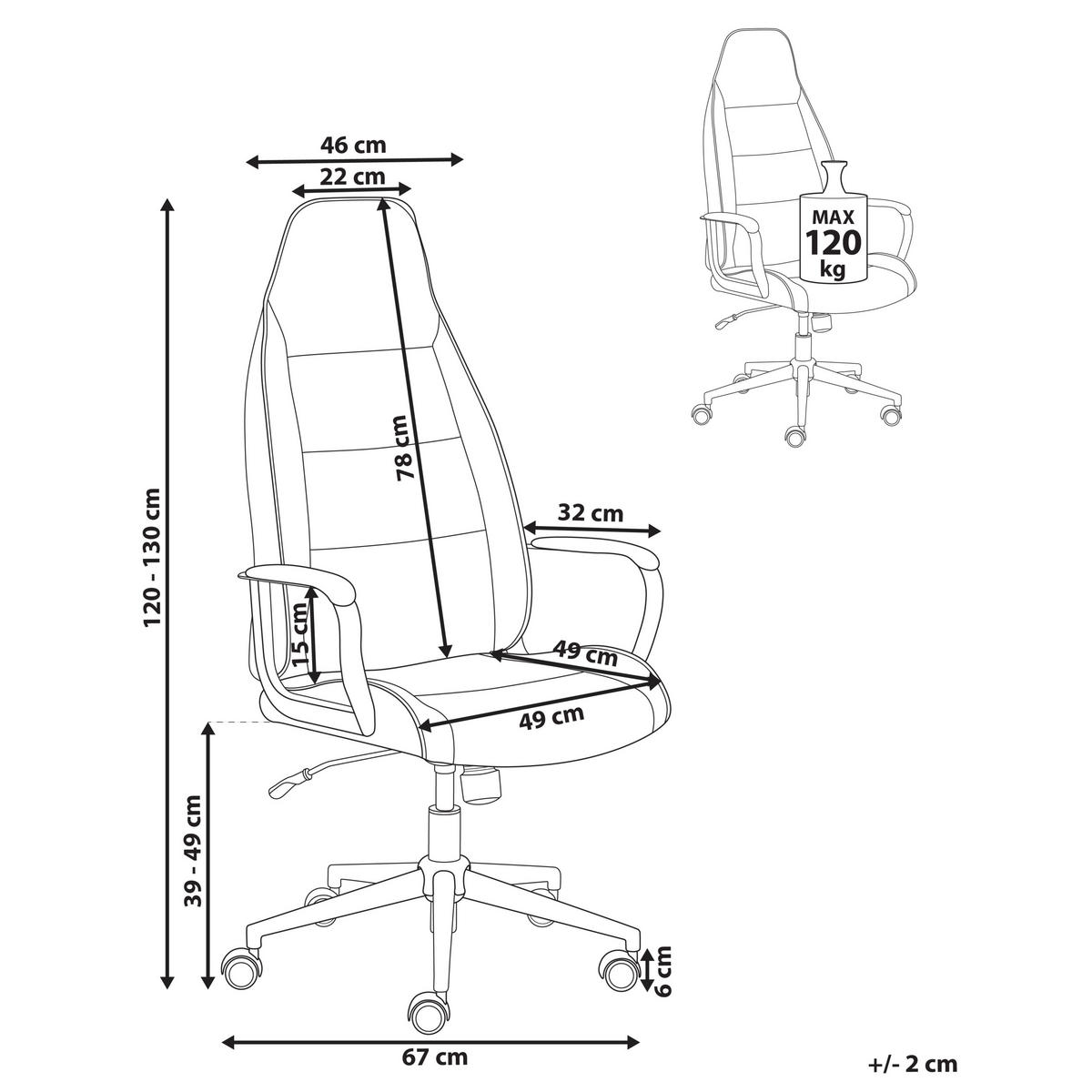 BÜROSTUHL Cremeweiß Rebel - Schwarz/Weiß, Textil (67/120/67cm) - Beliani