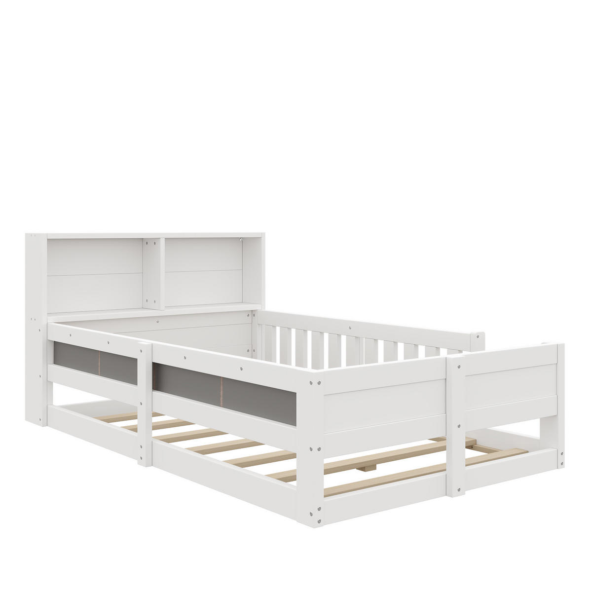 FLACHBETT 90x200cm Gitter Kinderbett LED Weiß - Weiß, Holzwerkstoff (90/200cm) - FLIEKS