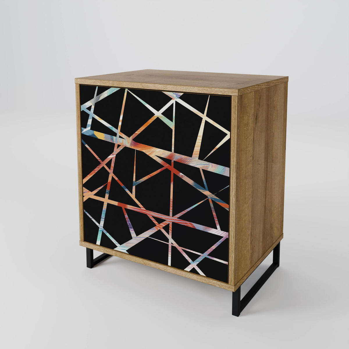 SIDEBOARD POLYGON VERVE, Eichefarben, 57,5x42x75,5 cm, Goldfarbene Metallfüße - Eichefarben/Goldfarben, Holzwerkstoff/Metall (57.5/75.5/42cm) - SpaceRebels