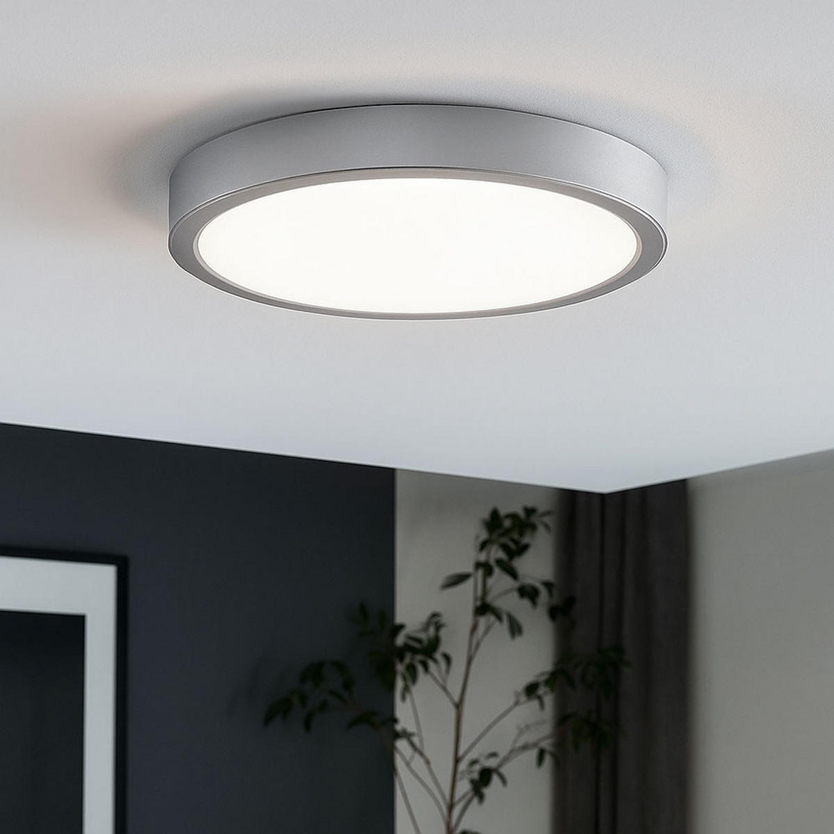 LED DECKENLEUCHTE Stahl Weiß Silber - Silberfarben, Metall (28.5/28.5/2.8cm)