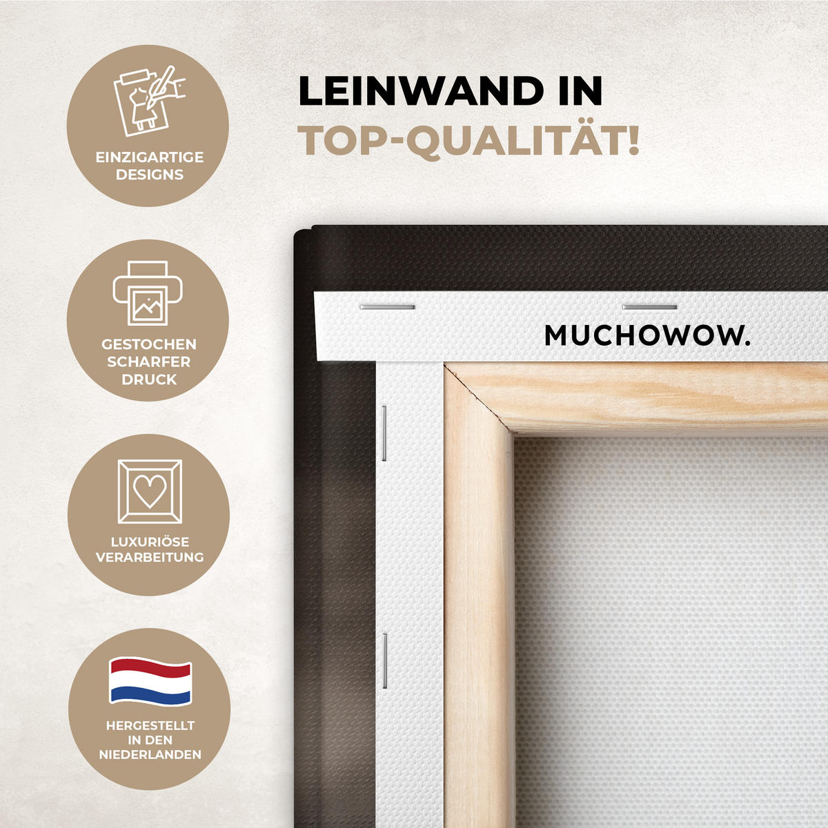 LEINWANDBILD Rotwild - Schwarz - Gold 40x30 cm - Braun, Textil (40/30cm) - MuchoWow