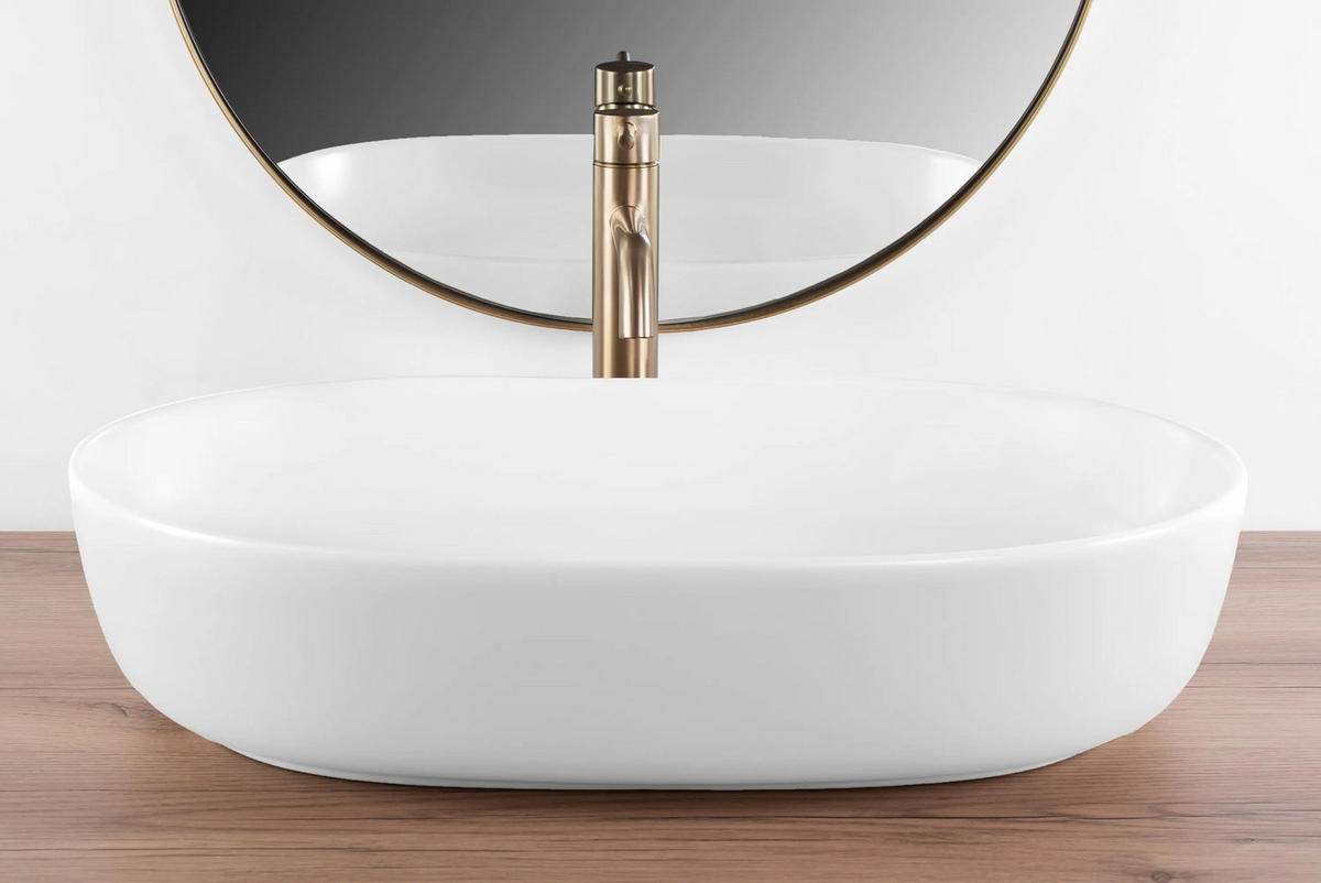 AUFSATZWASCHBECKEN Rea Cleo 61 White Matt - Weiß, Keramik (41/14/60.5cm) - REA