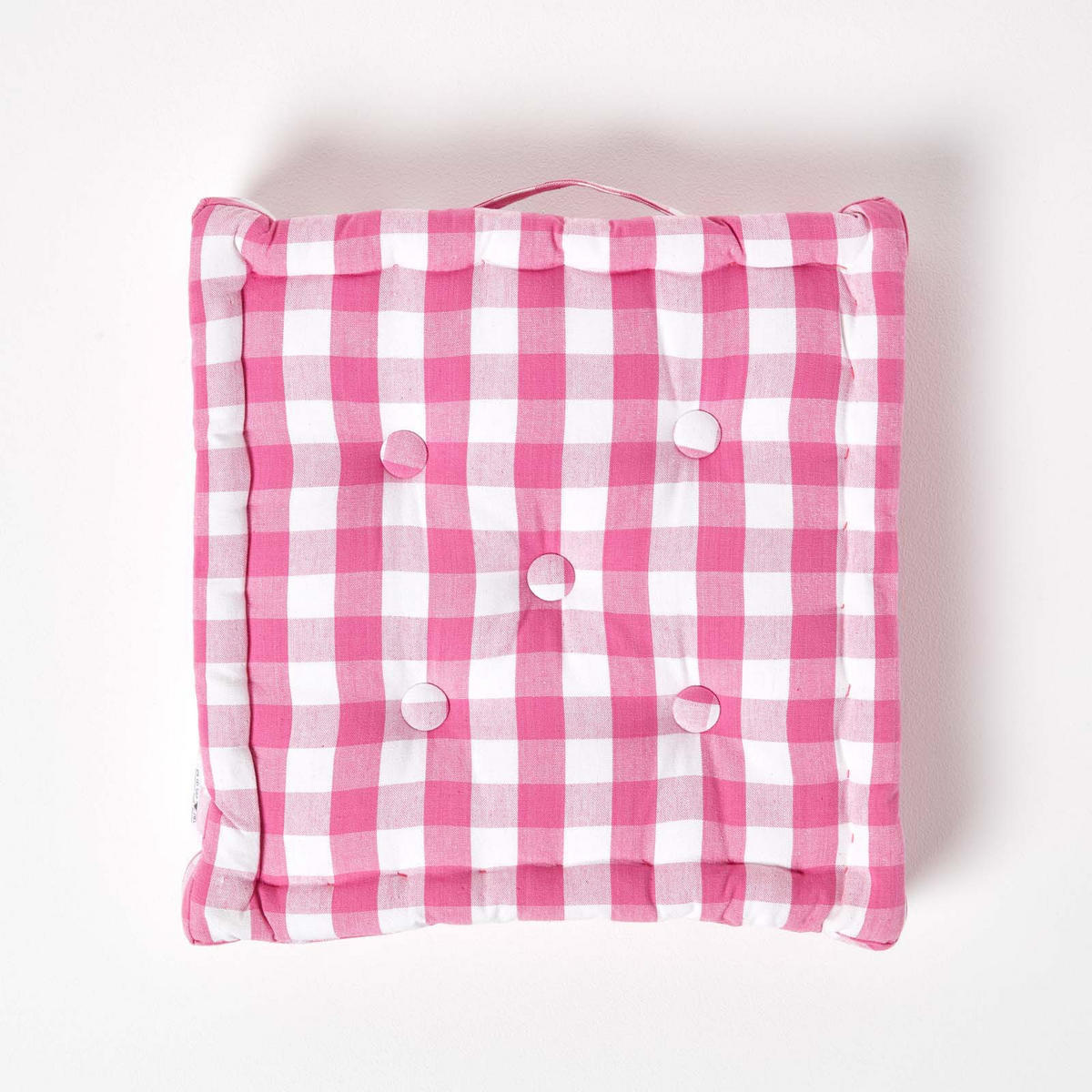 SITZKISSEN pink-weiß kariert 40/40/8 cm - Pink, Textil (40/40/8cm) - Homescapes