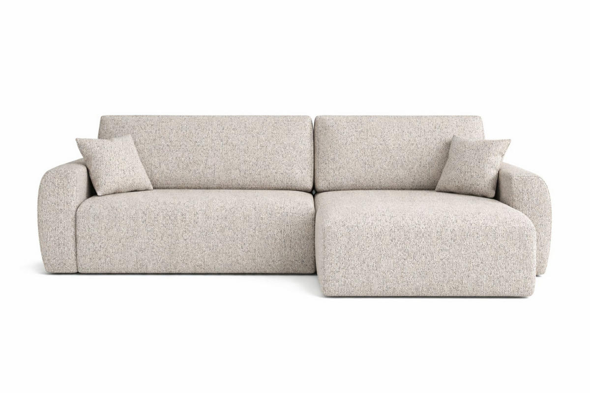 ECKSOFA Mit Schlaffunktion, Ariel XL, Chenille-Stoff, Stoff Artico, Beige, Rechts - Beige, Holz (280/142cm) - Kaiser Möbel