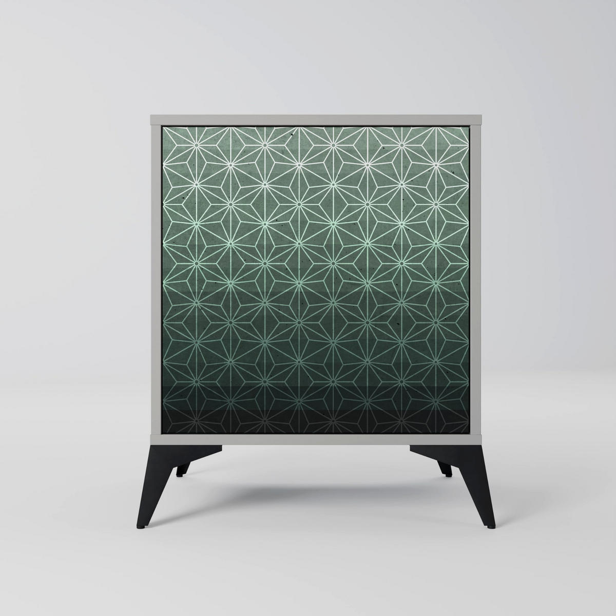 SIDEBOARD ORNAMENTAL GLIMMER, Grau, 57,5x42x77,5 cm, Schräge Buchenholzfüße - Buchefarben/Multicolor, Holzwerkstoff/Buchenholz (57.5/77.5/42cm) - SpaceRebels
