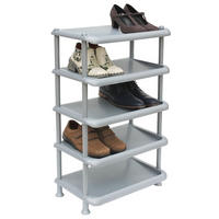 SCHUHREGAL Kunststoff Stapelbar mit 5 Ebenen Grau - Grau, Kunststoff (49/83/30cm) - DanDiBo