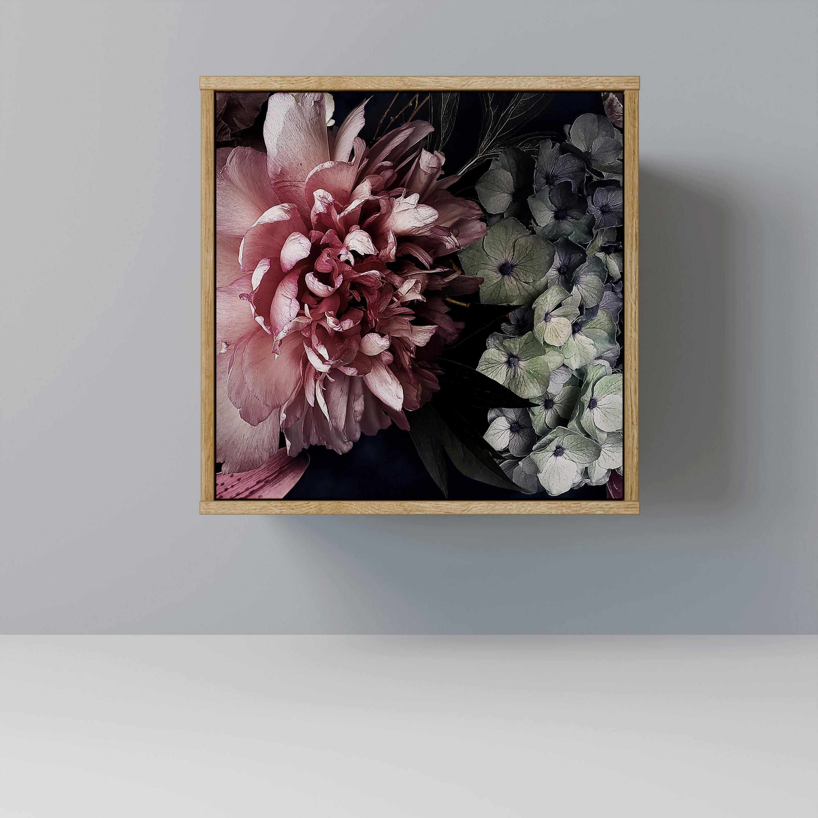 SIDEBOARD PURE BLOSSOM, Eichefarben, 57,5x42x57,5 cm, Ohne Füße - Eichefarben/Multicolor, Holzwerkstoff (57.5/57.5/42cm) - SpaceRebels