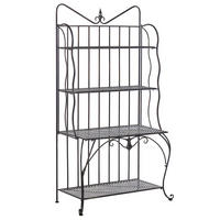 GARTENREGAL schwarz Metall 4 Ablageflächen klappbar Pavona - Schwarz, Metall (94/170/50cm) - Beliani