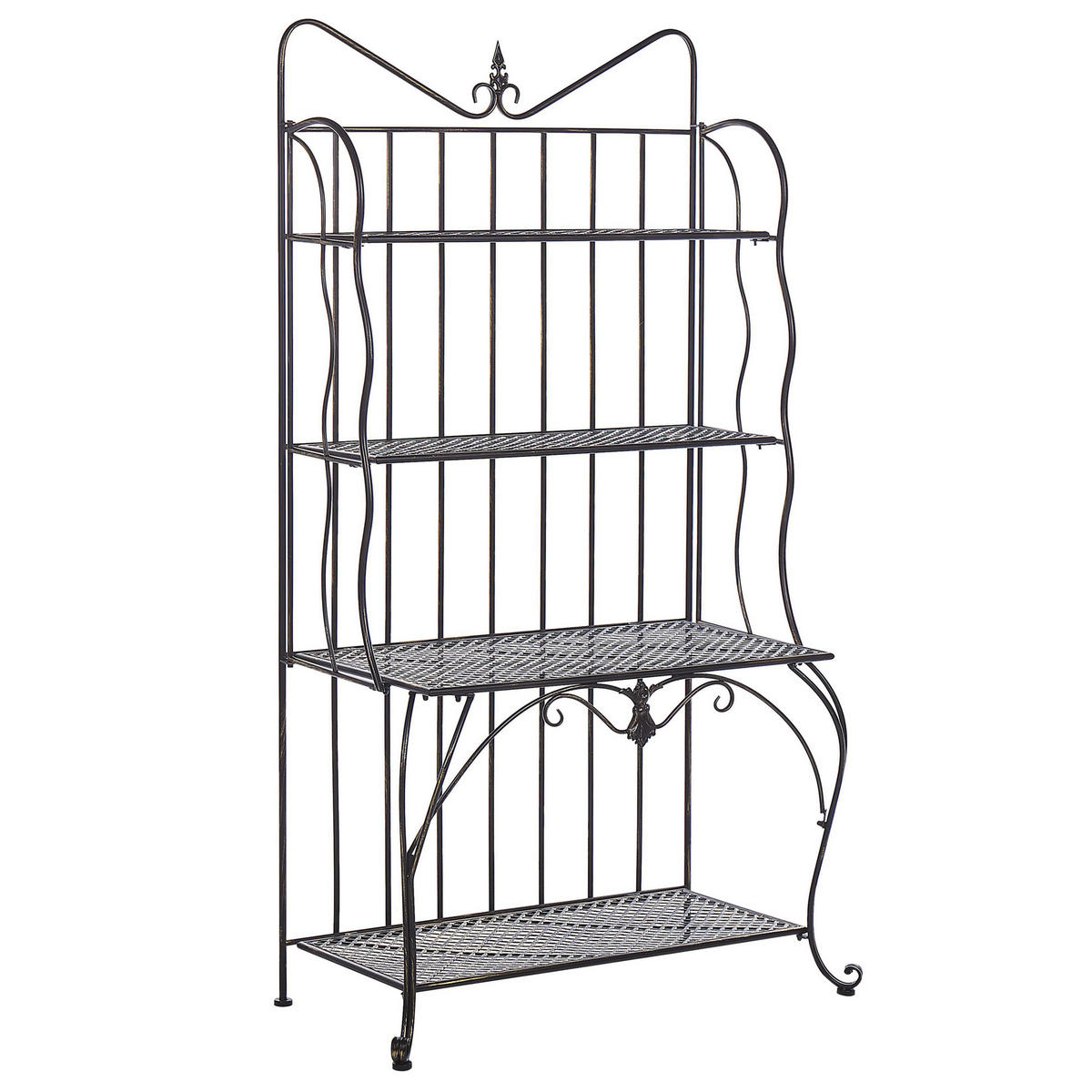 GARTENREGAL schwarz Metall 4 Ablageflächen klappbar Pavona - Schwarz, Metall (94/170/50cm) - Beliani