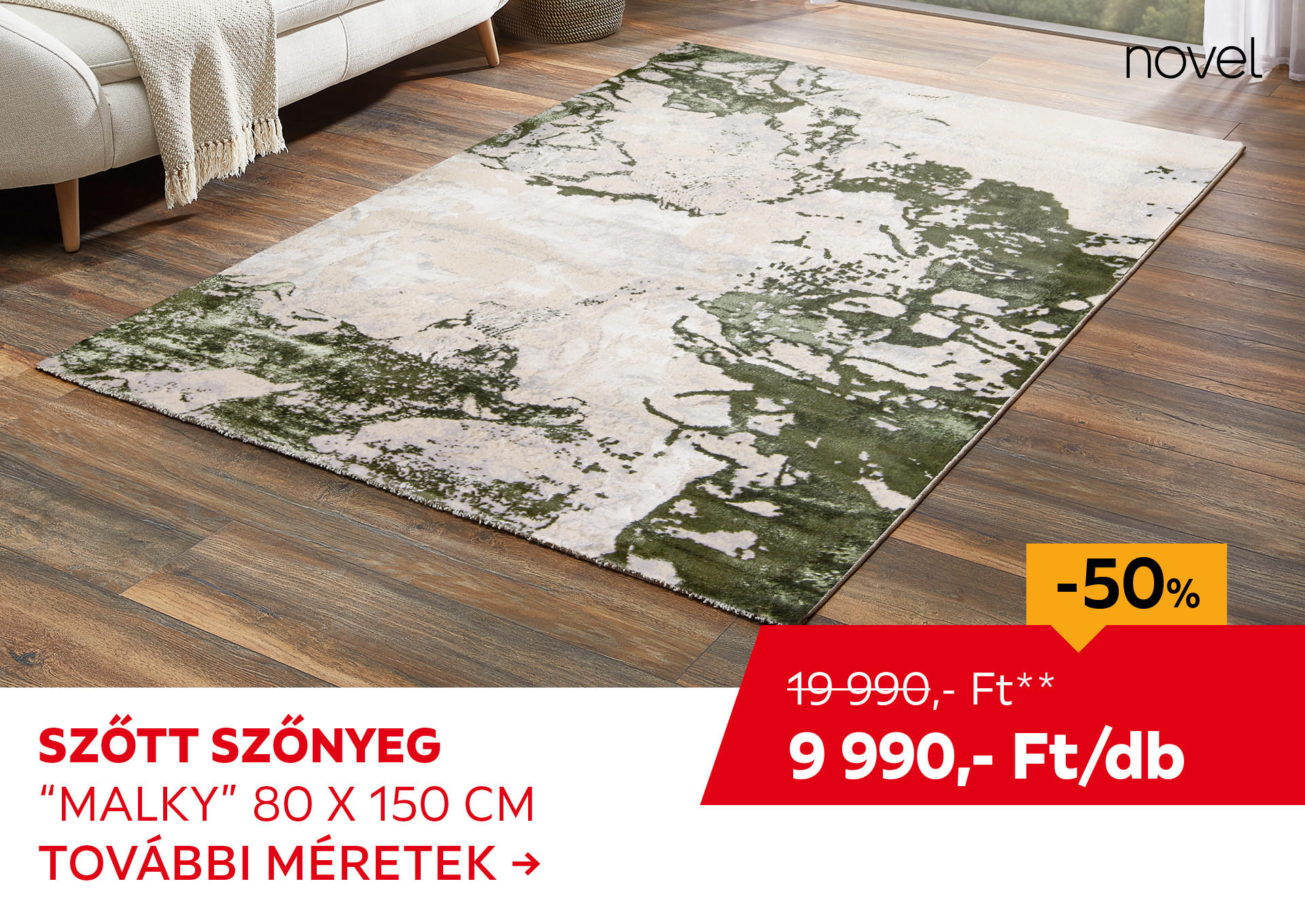 SZŐTT SZŐNYEG "MALKY" 80 X 150 CM Kiemelt termék 19990 Ft.- helyett 9990 Ft.-
