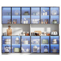 VITRINE 240/34/200 cm in Weiß mit 12 Glastüren und LED-Beleuchtung - Weiß, Holzwerkstoff (240/200/34cm) - Flora Grace