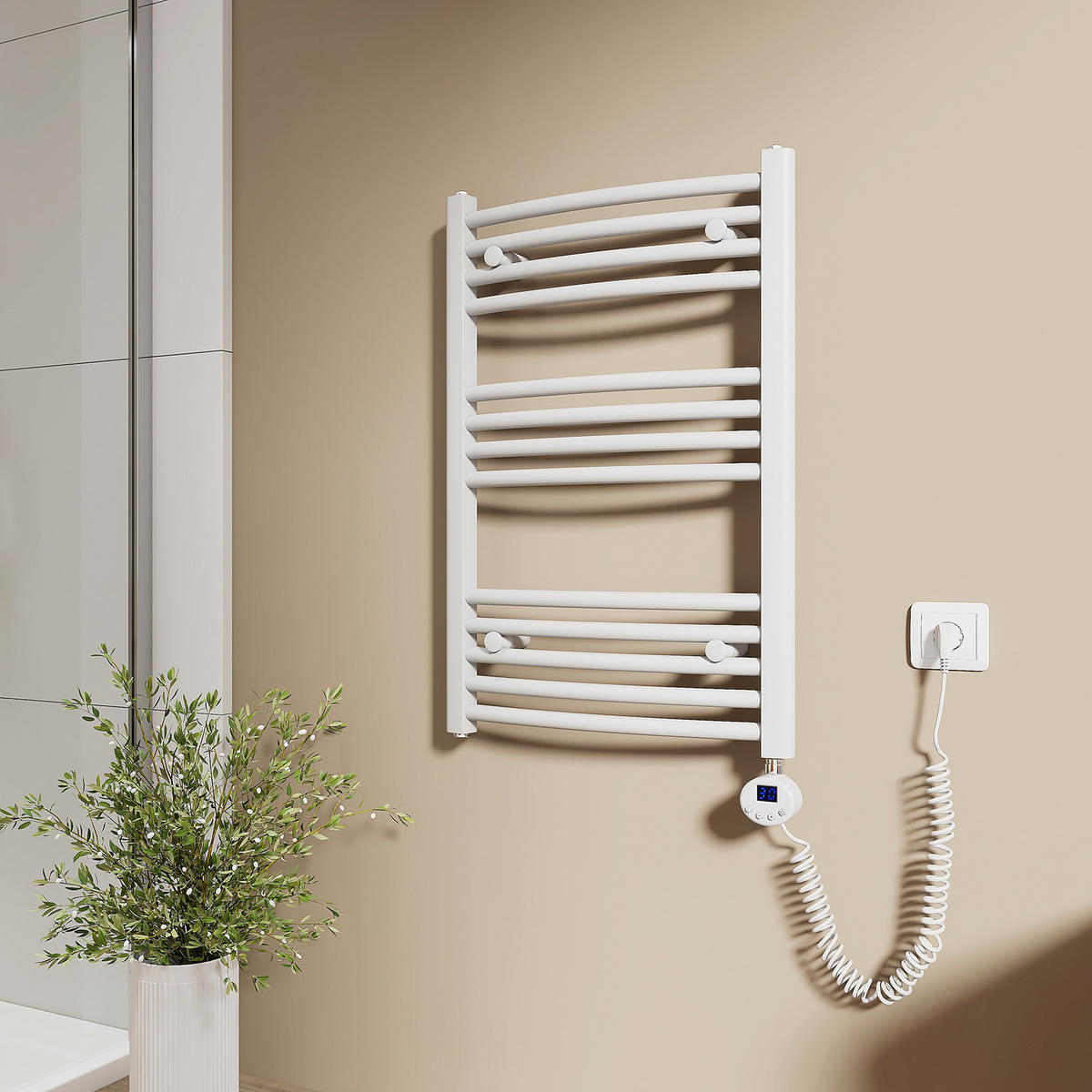 HEIZKÖRPER elektrisch gebogen Weiß 75/50/5,6 cm - Weiß, Metall (50/75/5.6cm) - EMKE