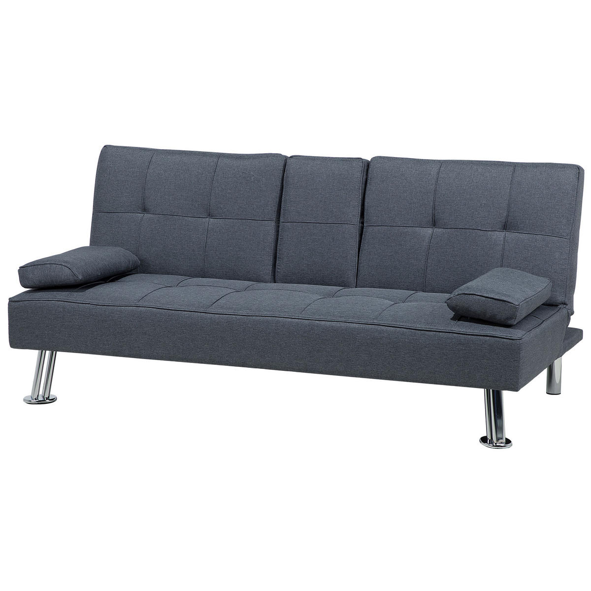 3-SITZER-SCHLAFSOFA Polyester Grau Roxen - Dunkelgrau, Textil (168/77/81cm) - Beliani