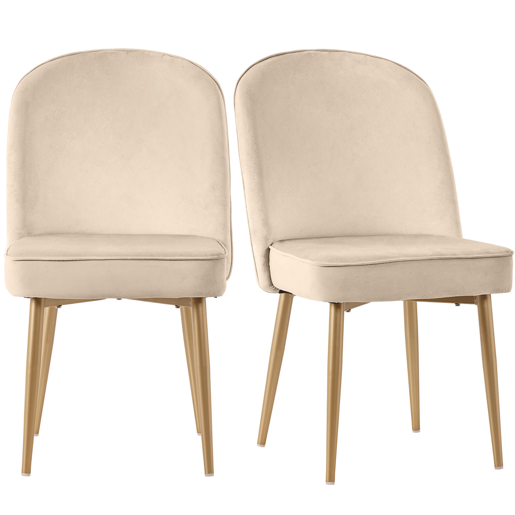ESSZIMMERSTUHL 2er-Set Samt Beige mit goldfarbenen Metallbeinen - Beige, Metall (62/87.5/45.5cm) - Meubliv