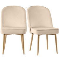ESSZIMMERSTUHL 2er-Set Samt Beige mit goldfarbenen Metallbeinen - Beige, Metall (62/87.5/45.5cm) - Meubliv