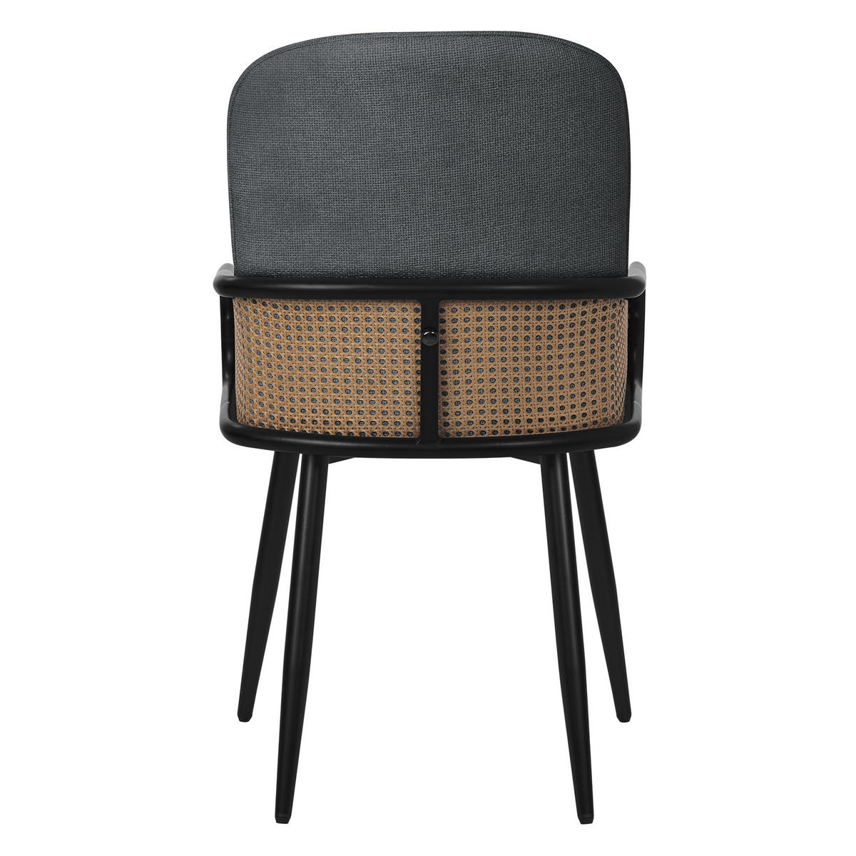 ESSZIMMERSTÜHLE 6er Set Anthrazit mit Stoffbezug Rattan Optik - Anthrazit/Schwarz, Naturmaterialien/Textil (51/91/61cm) - ML-DESIGN