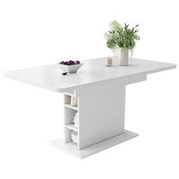 ESSTISCH aus Spanplatte und Metall 130x70x75 cm Weiß ausziehbar mit Stauraum, multifunktional und platzsparend - Weiß, Holzwerkstoff (130/70/75cm) - Modfu