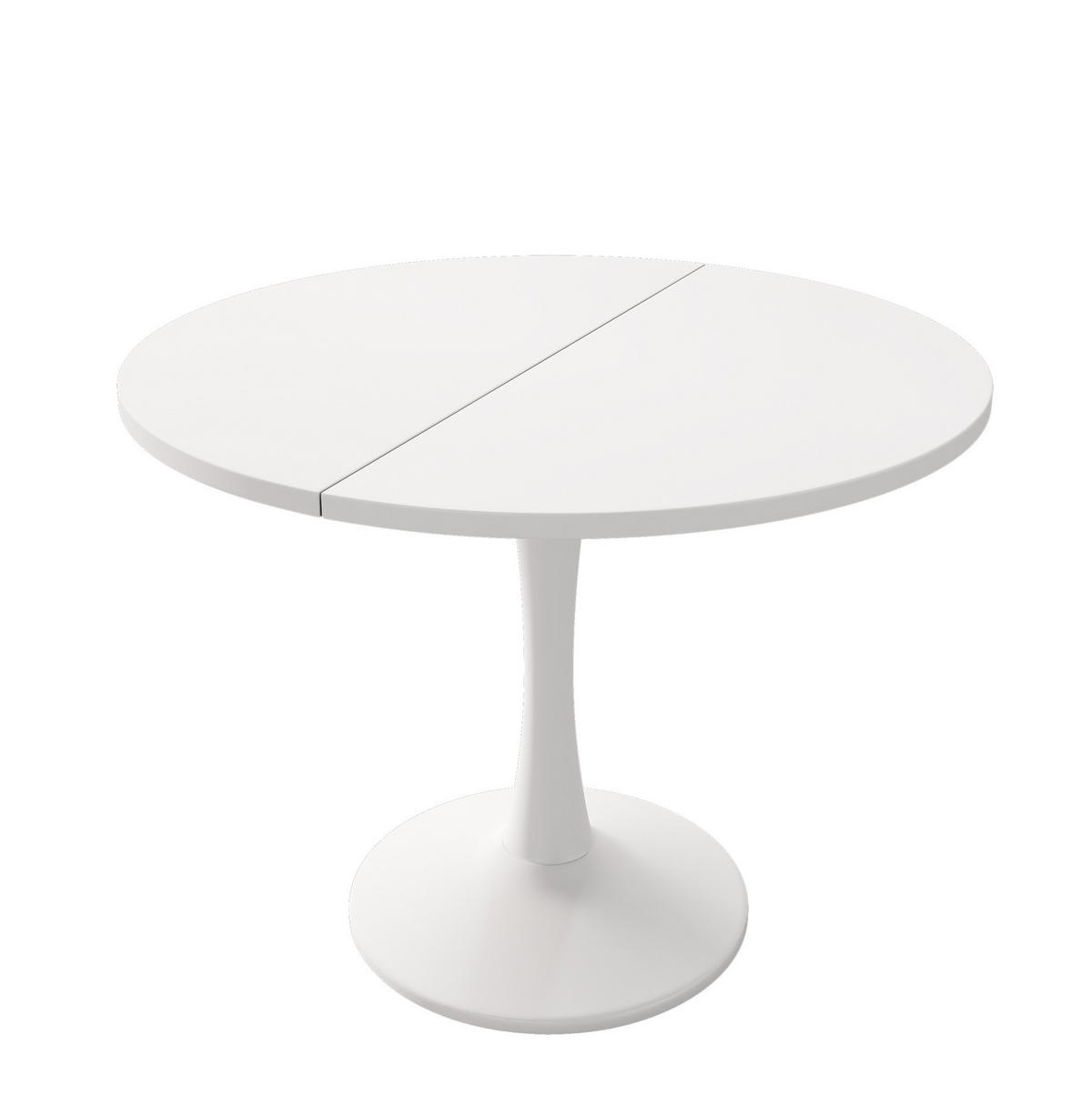 ESSTISCH aus MDF 100/140x100x75 cm Weiß ausziehbar, oval und platzsparend - Weiß, Holzwerkstoff (100/140/75cm) - Modfu