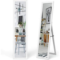 STANDSPIEGEL mit Holzrahmen Weiß - Weiß, Glas (50/155/37cm) - COSTWAY