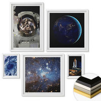 WANDBILDER 5er-Set - 50x50 cm & 20x30 cm & 40x60 cm Weißer Rahmen - Weltraum Erde Astronaut Rakete - Weiß, Kunststoff (40/60cm) - ArtPrintCave