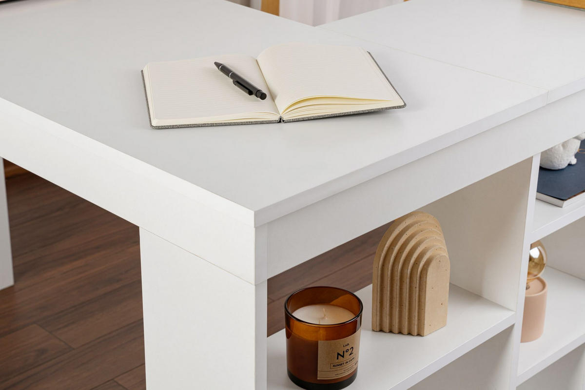 SCHREIBTISCH vesper weiss - Weiß, Holz (130/120/72cm) - Habitat Garten