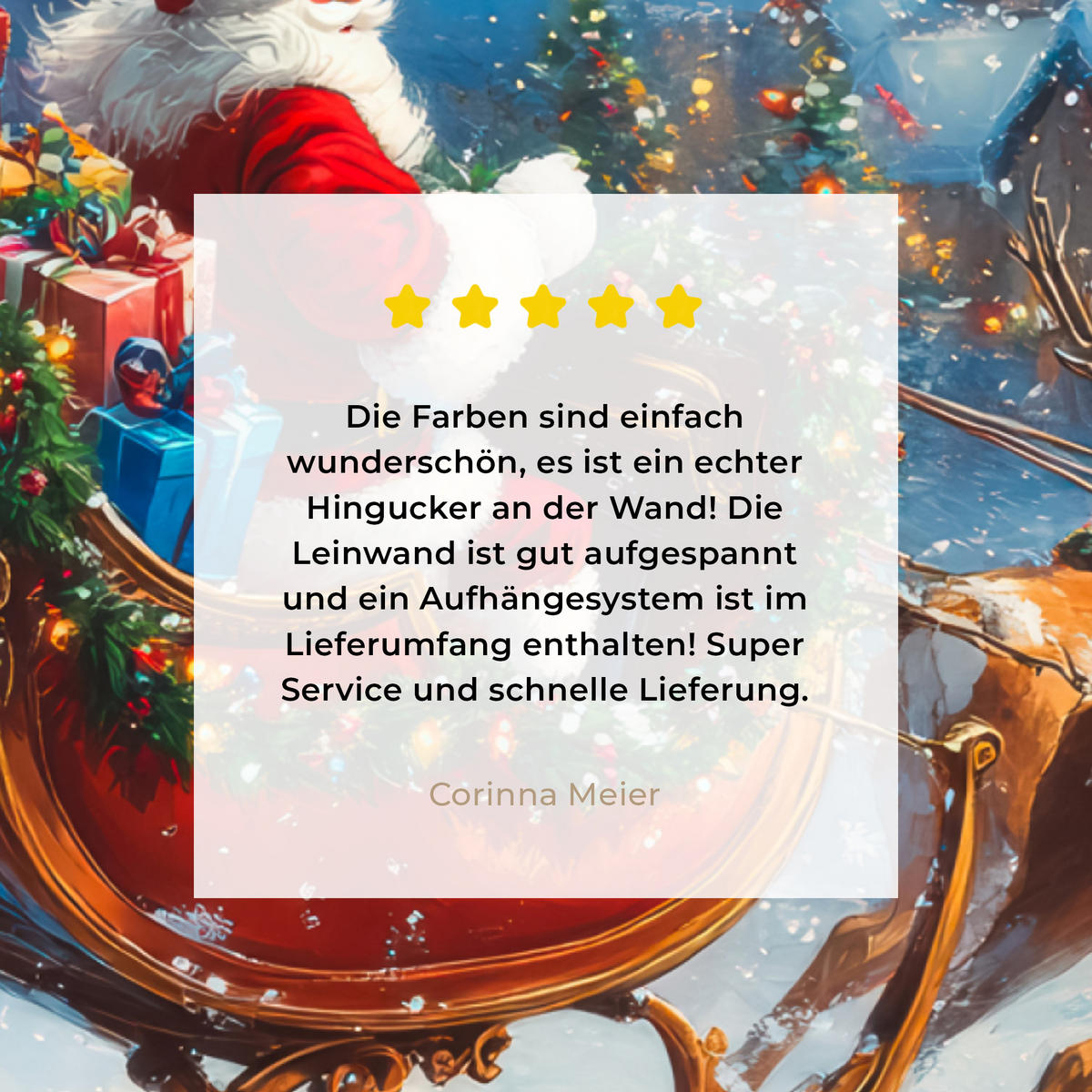 LEINWANDBILD Weihnachtsmann - Rentier - Weihnachten - Schnee 40x30 cm - Cognac, Textil (40/30cm) - MuchoWow