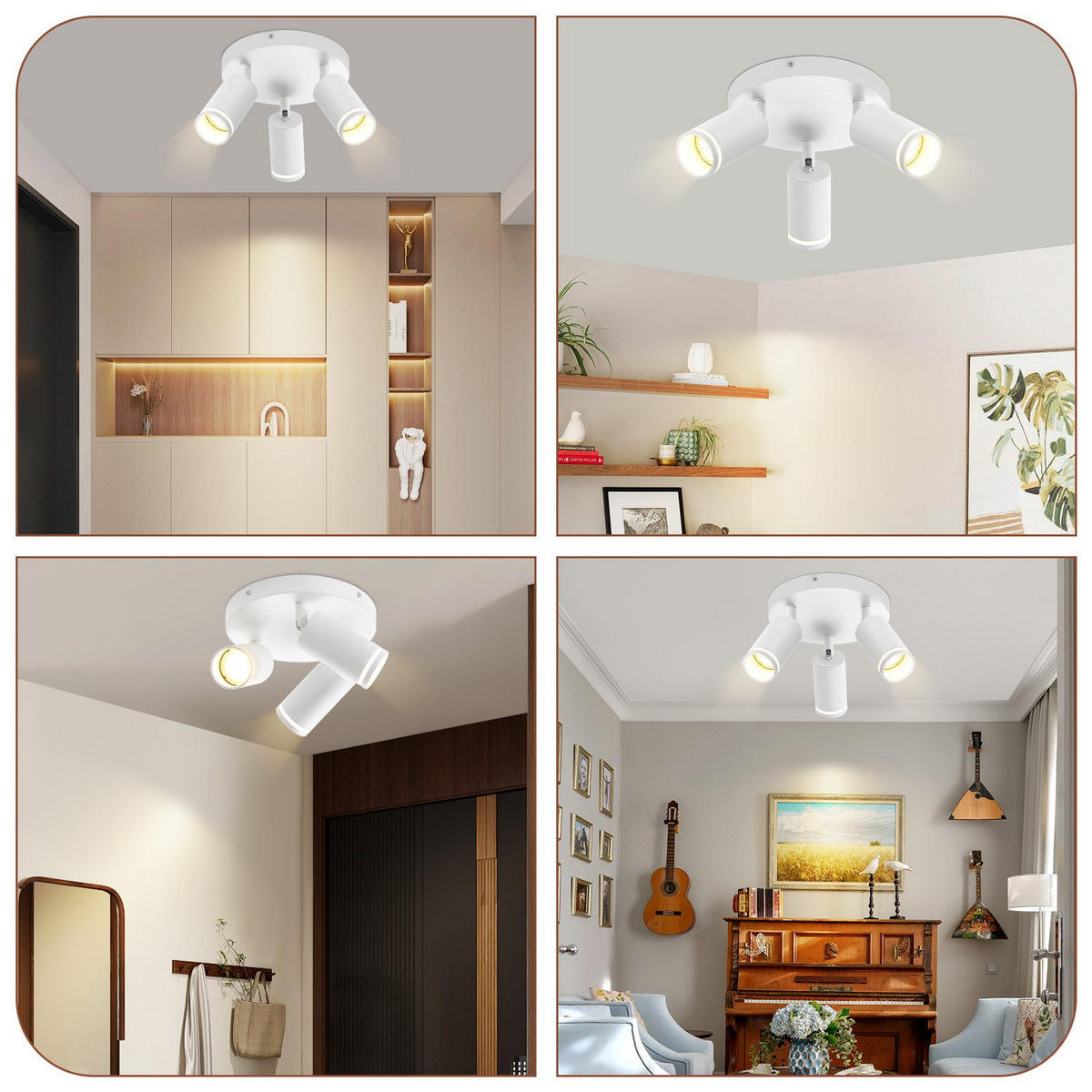 STRAHLER Hubert 3-flammig 20/20/17 cm - Weiß, Metall (20/20/17cm) - Nettlife