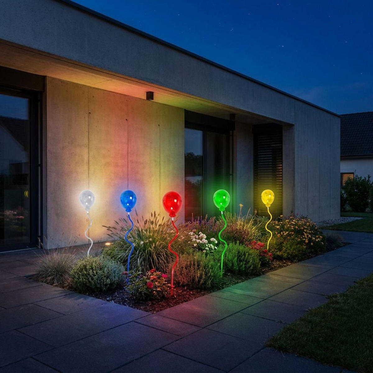 5X LED AUSSENLEUCHTE Luftballons Bunt - Multicolor, Kunststoff (8.5/8.5/60cm)