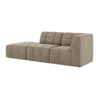 ECKSOFA Links Samt Stoff Beige - Beige/Schwarz, Holzwerkstoff/Kunststoff (240/90cm) - Makamii