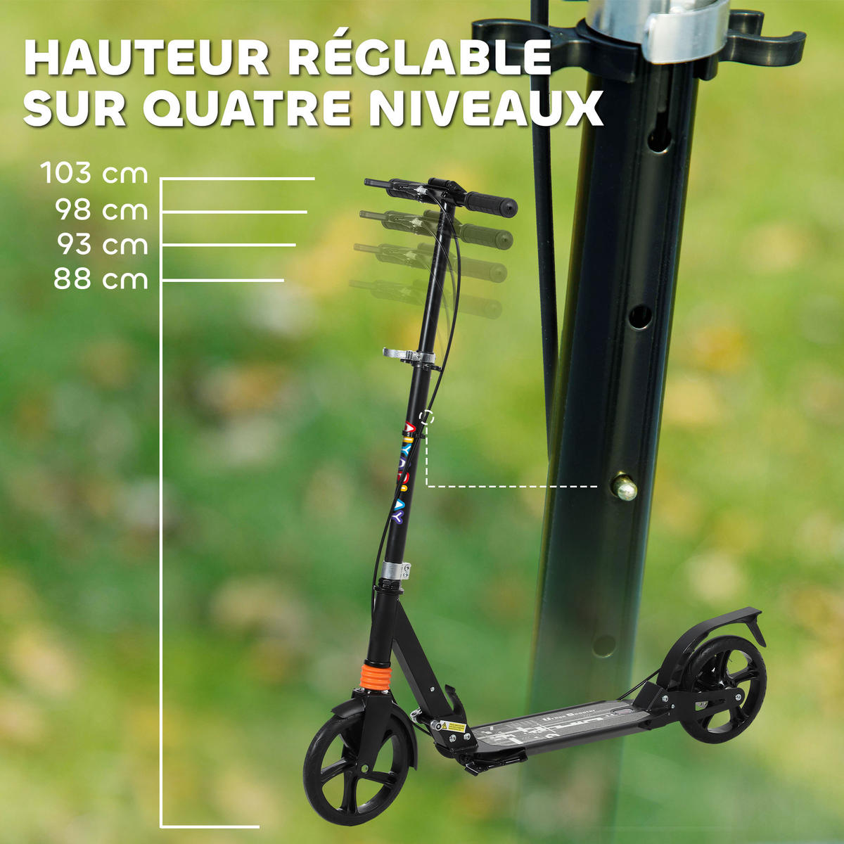 KINDERSCOOTER DE-16976 klappbar 4-fach höhenverstellbar Schwarz - Schwarz, Kunststoff (94/36/103cm) - ComfortXL