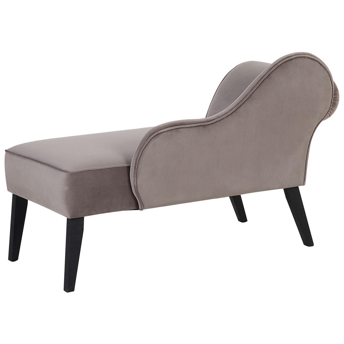CHAISELONGUE Samtstoff taupe linksseitig Biarritz - Grau, Textil (116/77/56cm) - Beliani