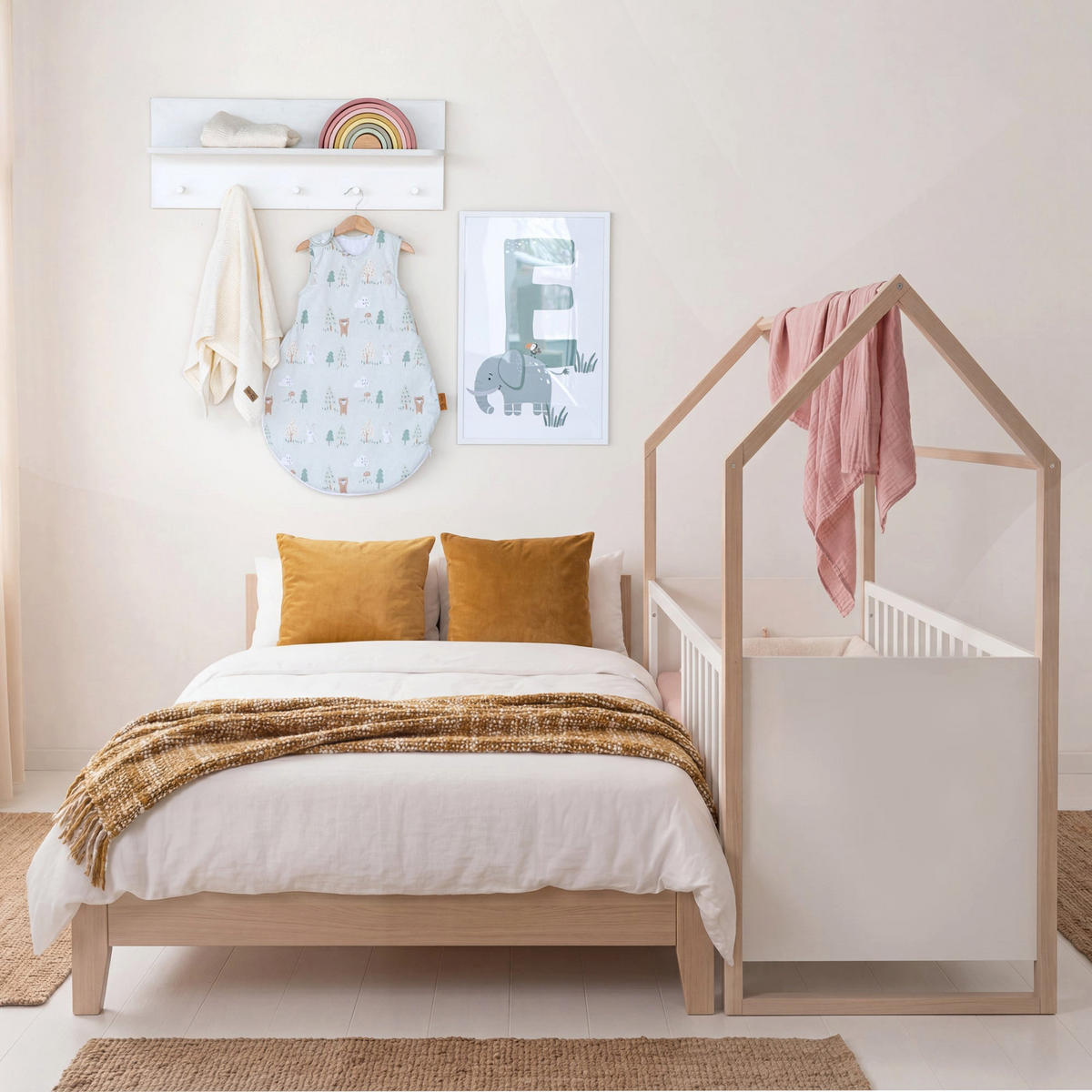 BABYMÖBEL-SET Noah 2-teilig - 60 x 120 cm Bett - Eichefarben/Naturfarben, Holz/Holzwerkstoff (127/153/67.5cm) - Roba