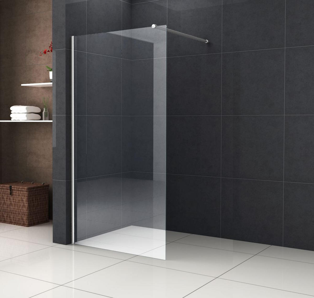 DUSCHWAND STRETTO Klar 140 x 200 cm 8 mm ESG - Klar, Glas (140/200cm) - Glasdeals