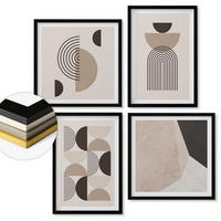 WANDBILDER 4er-Set - 50x50 cm & 40x60 cm Schwarzer Rahmen - Abstrakte geometrische Muster - Schwarz, Kunststoff (50/50cm) - ArtPrintCave