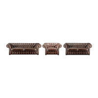 COUCHGARNITUR mit Sessel - 6 Personen - Leder - Schokoladenbraun - CLOTAIRE - Braun, Leder (232/73/90cm) - Vente-Unique