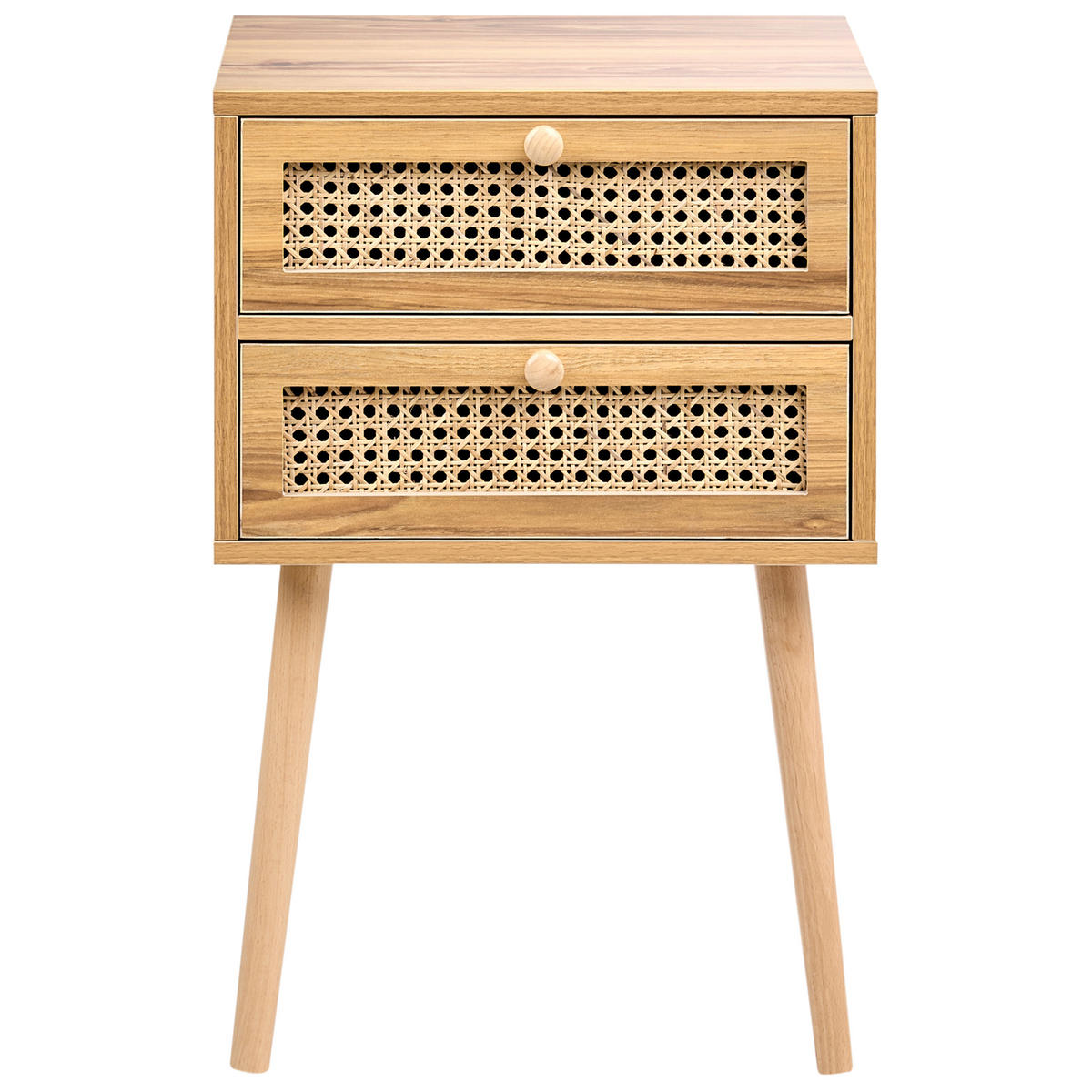NACHTTISCH Hellbraun Butte - Braun, Holzwerkstoff (40/60/30cm) - Beliani