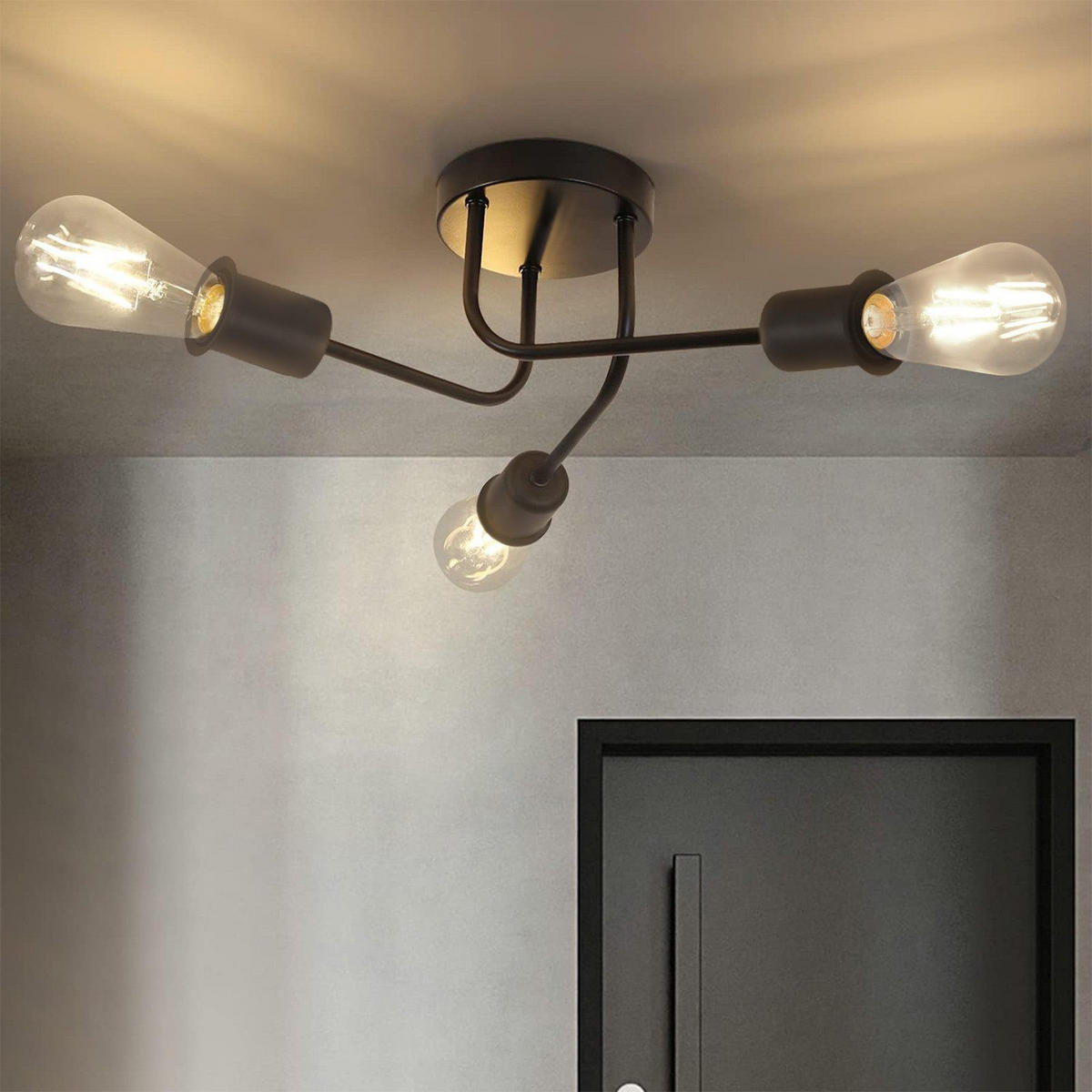 DECKENLEUCHTE Mandell 33.5/33.5/14.5 cm - Schwarz, Metall (33.5/33.5/14.5cm) - Nettlife