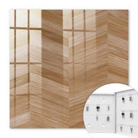 SCHLÜSSELBOX Weiß 30x30 cm – Türöffnung nach rechts - Holz-Fischgrätmuster - Braun, Metall (30/30/5cm) - TULUP