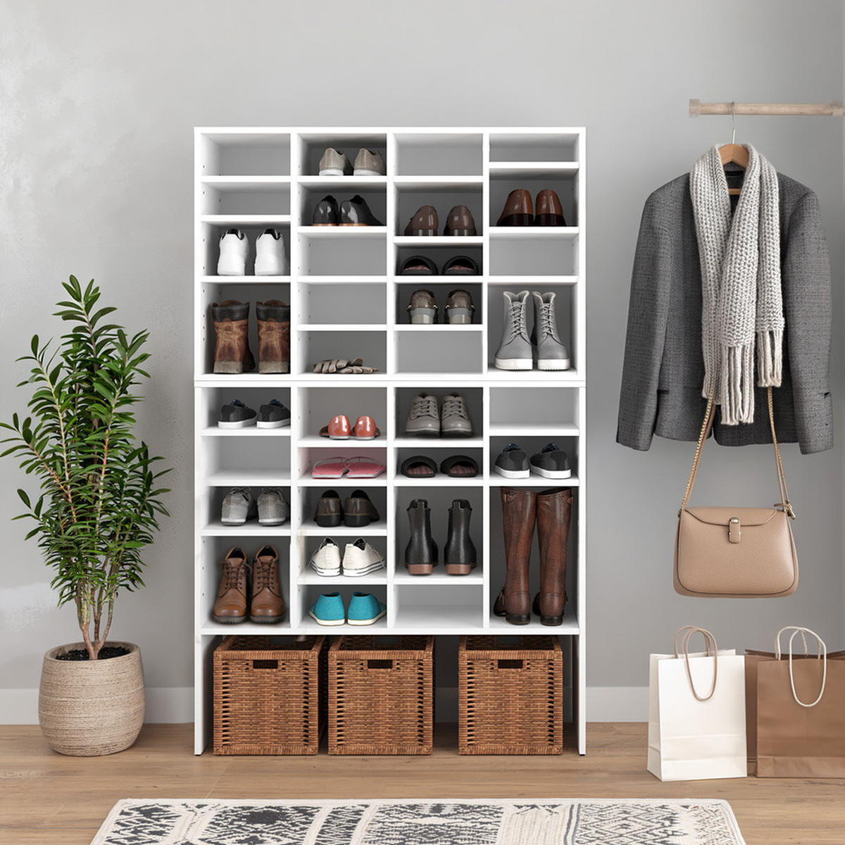 SCHUHREGAL Lysander Weiß 104 x 65.5 cm - Weiß, Holzwerkstoff (104/65.5/30cm) - Vicco