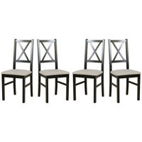 ESSZIMMERSTUHL- Set 4x "Nilo 12" schwarz, hygge 11 - Hellgrau/Schwarz, Holz (43/94/40cm) - Leaf Design