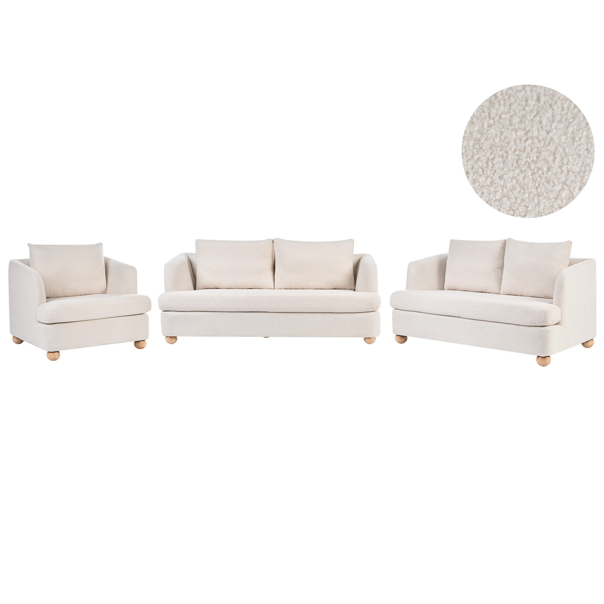 SET CANAPELE cu 6 locuri bouclé alb crem Rattvik